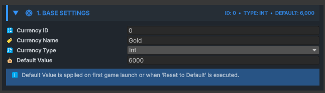 Currency Base Settings section