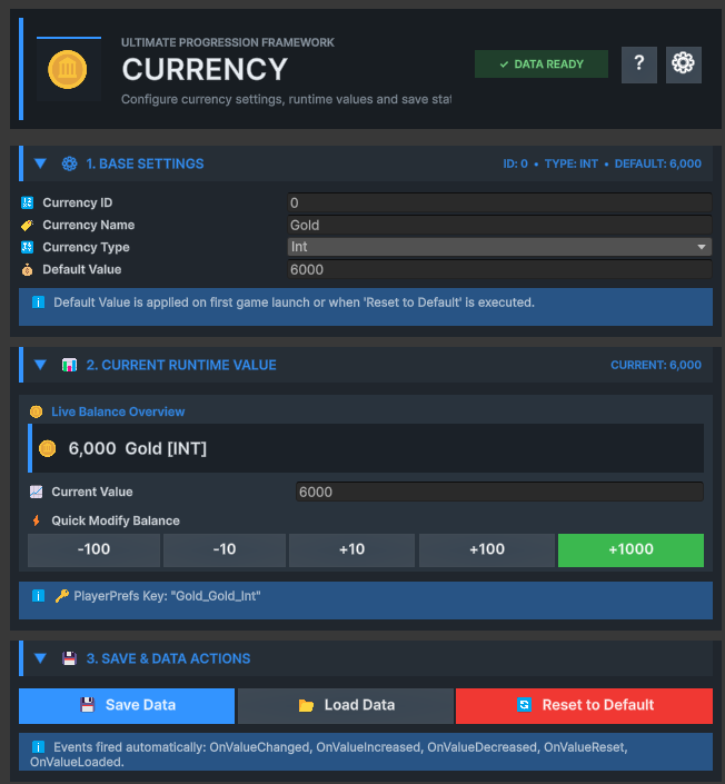 Complete Currency ScriptableObject Inspector