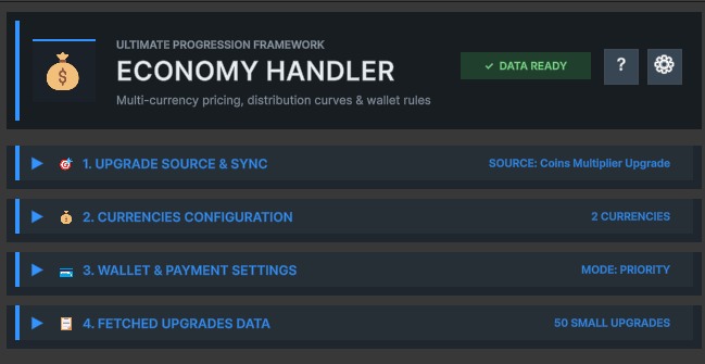 Complete Upgrade Economy Handler Inspector