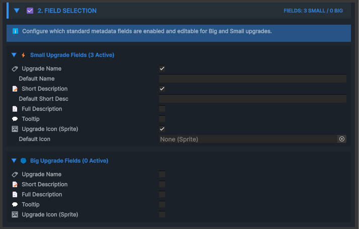 Info Provider Field Selection section