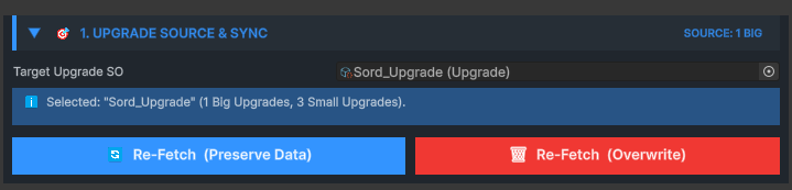Info Provider Upgrade Source and Sync section