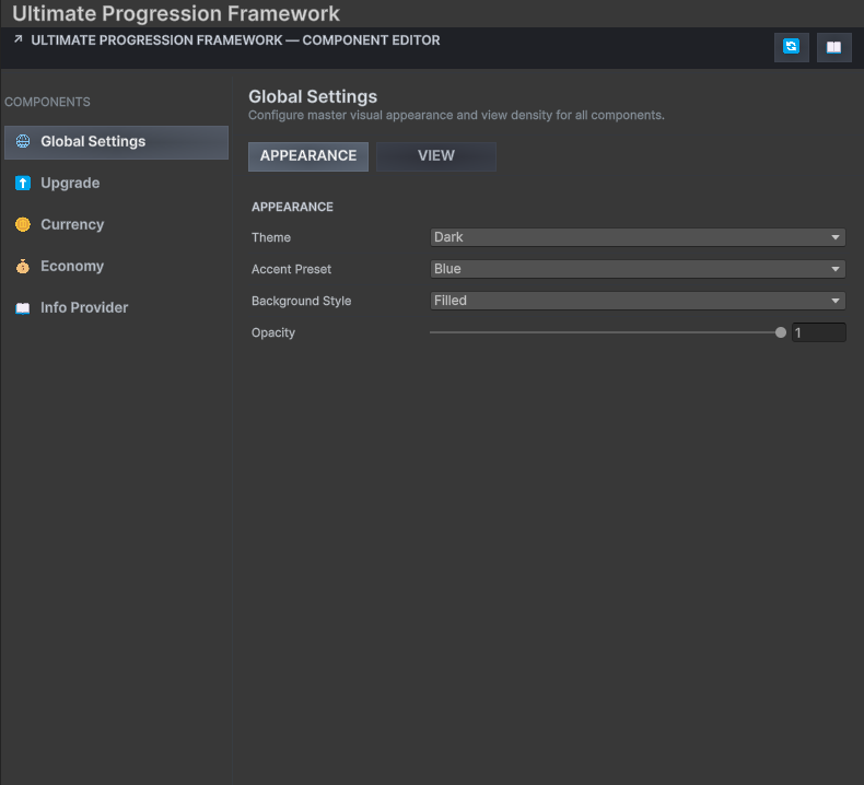 Complete UPFS Framework Settings window