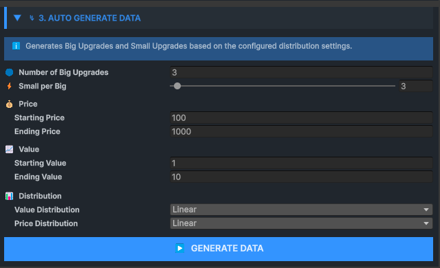 Auto Generate Data section